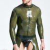 latex Male Translucent handmade Shoulder-zip Catsui