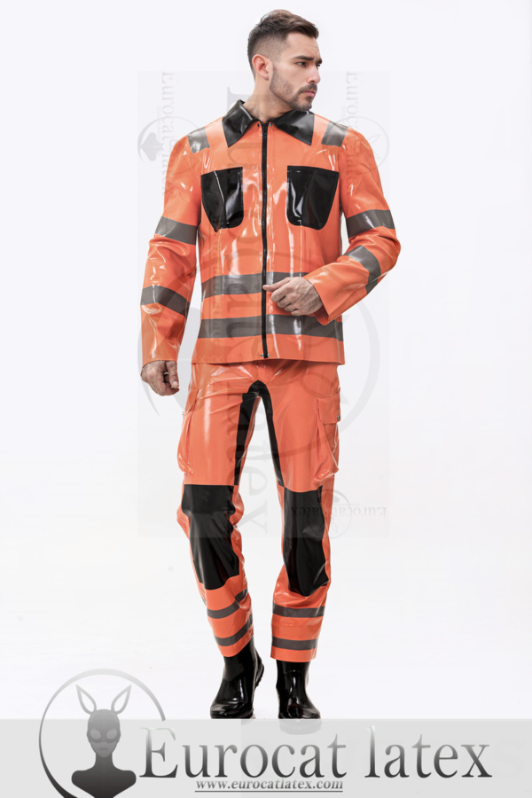 latex Male Fireman Style Uniform Jacket