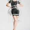 Latex cool black and white short sleeved slim fit dress handmade