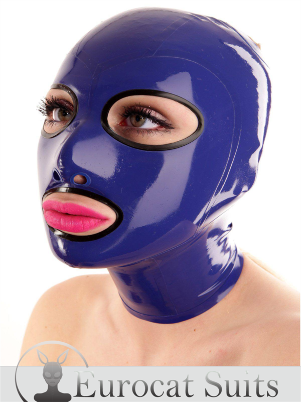 Latex Hood Mask Rubber Party Mask with Eyes mouth latex cosplay