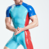 latex Male Tricolor Short-Sleeved Surfsuit