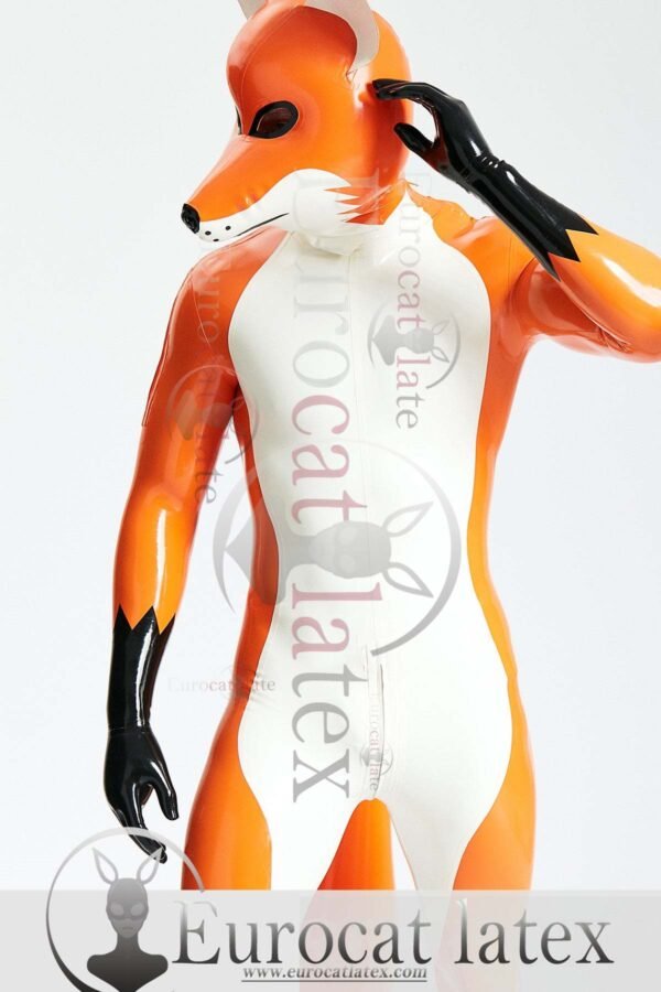 eurocatlatex Male 'Fox Trotter' Shoulder-Zipper Catsuit With Inflatable Tail