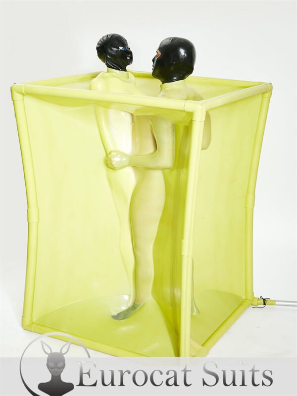 eurocat Male Latex hood fetish wear vacuum cube Rubber Mask Eyes Club Cosplay Grass Green