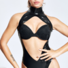 eurocat latex female Black Suit leotard