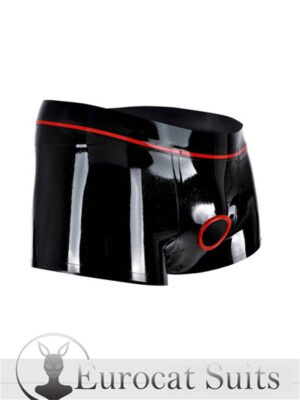 Latex short men pants rubber trousers with Cock Ring