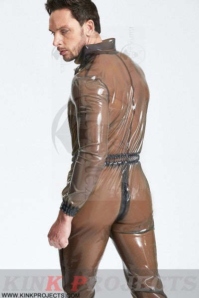 eurocat latex Male Translucent Front Zip 'Romper'