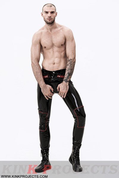 eurocat latex eurocatlatexMale Zip-Pocketed Jeans With Padded Kneesrubber design