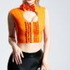 Keyhole Bow-Neck Sleeveless Frilled top