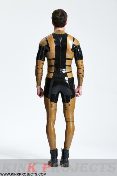 eurocat latex Male 'Blazing Gold' Back Zip Catsuit