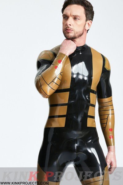 eurocat latex Male 'Blazing Gold' Back Zip Catsuit