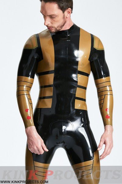eurocat latex Male 'Blazing Gold' Back Zip Catsuit