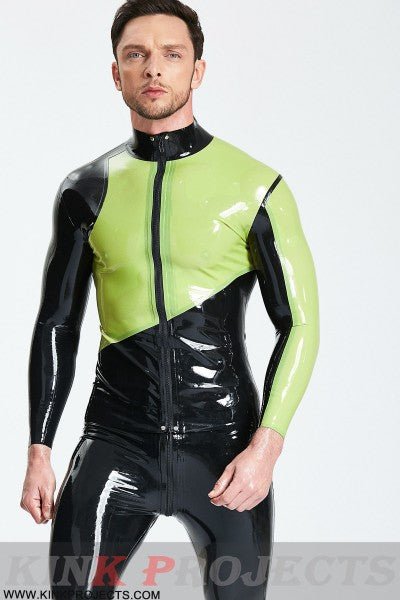 eurocat latex Male Asymmetric Long-Sleeved Tight-fitting Jacket