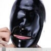 eurocat Male Latex Hood Rubber Fetish Wear Cosplay catsuits MASK MOUTH ZIP