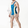 'The Swimmer' Singlet Style Tank Top Leotard - Male Middle Blue with Yellow Trim