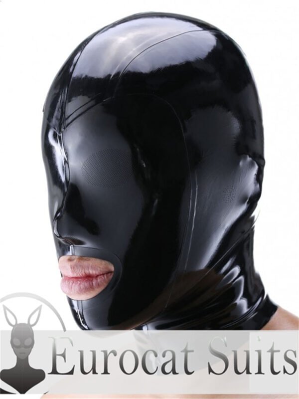 eurocat Male Latex Hood Rubber Fetish Wear Cosplay catsuits MASK  LASER PERFORATE
