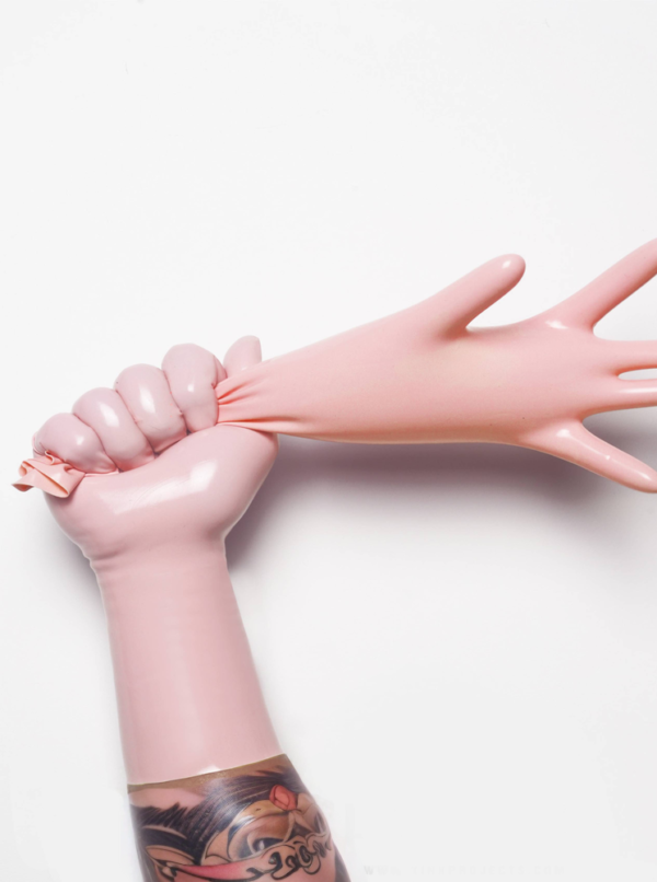 Baby Pink Classic Short Molded Latex Gloves