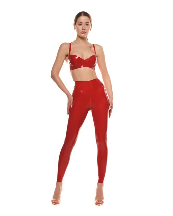 Shiny Latex Red Push Up Bra
