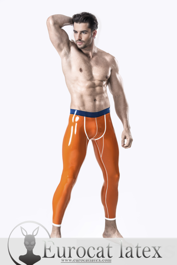 latex Male Orange Delight Leggings handmade