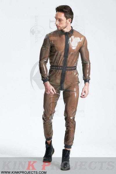 eurocat latex Male Translucent Front Zip 'Romper'