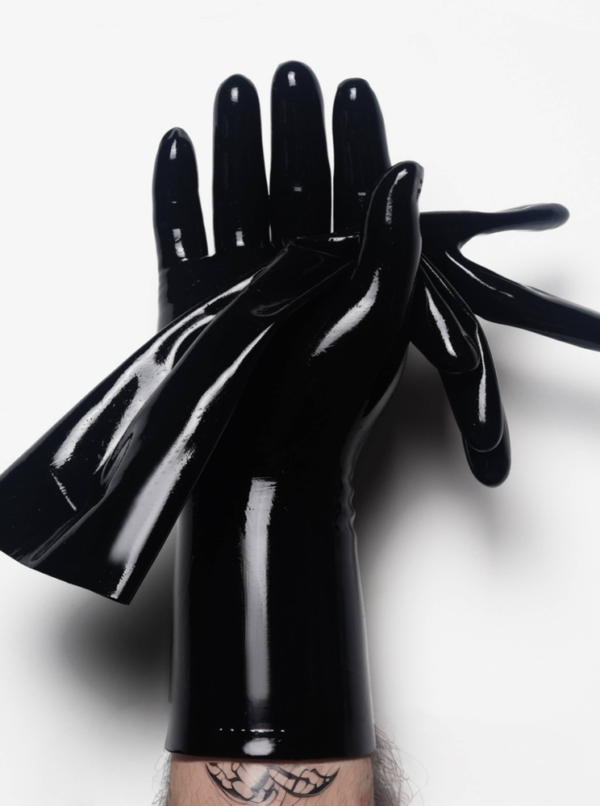 fetish latex Black Classic Short Molded Latex Gloves