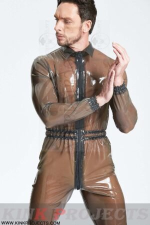 eurocat latex Male Translucent Front Zip 'Romper'
