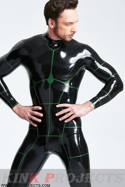 eurocat latex 'Hexagonal' Back Zip rubber Catsuit
