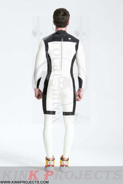 eurocat latex Male 'White Knight' Back Zip Catsuit
