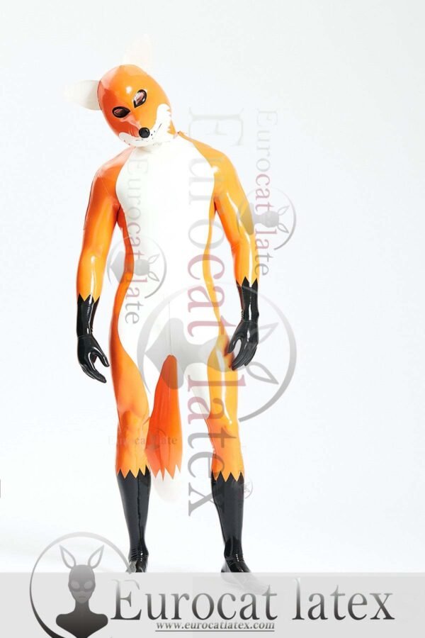 eurocatlatex Male 'Fox Trotter' Shoulder-Zipper Catsuit With Inflatable Tail