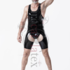 latex Male Open-Crotch Y-Strapped Singlet Suit