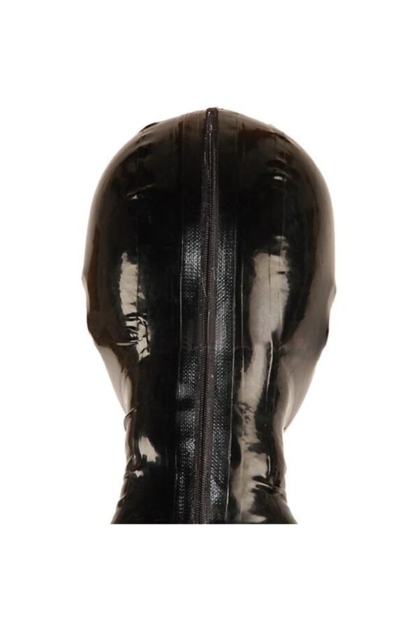 Latex hood with tongue and perforated eye holes