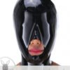 eurocat Male Latex Hood Rubber Fetish Wear Cosplay catsuits MASK BIG MOUTH