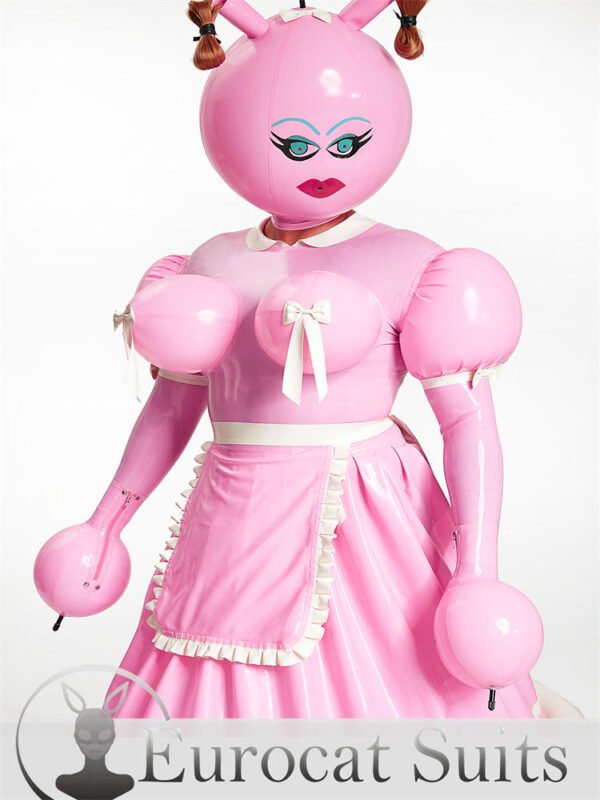 Sexy Latex Unisex Inflatable Dreamy waitress Dress Bubblegum Pink