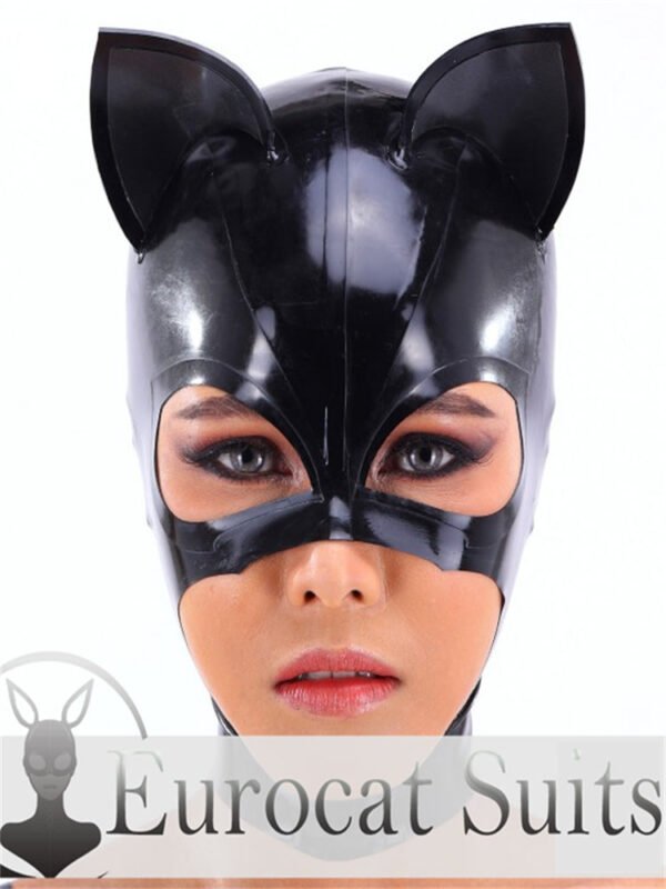 eurocat Latex Hood Rubber Fetish Wear Cosplay catsuits CAT MASK