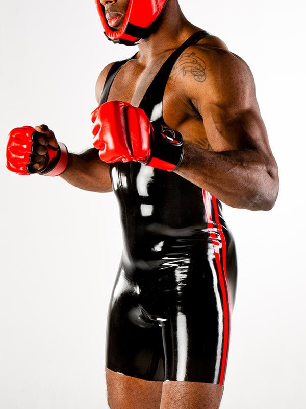 latex handmade Wrestlers Suit with Piping