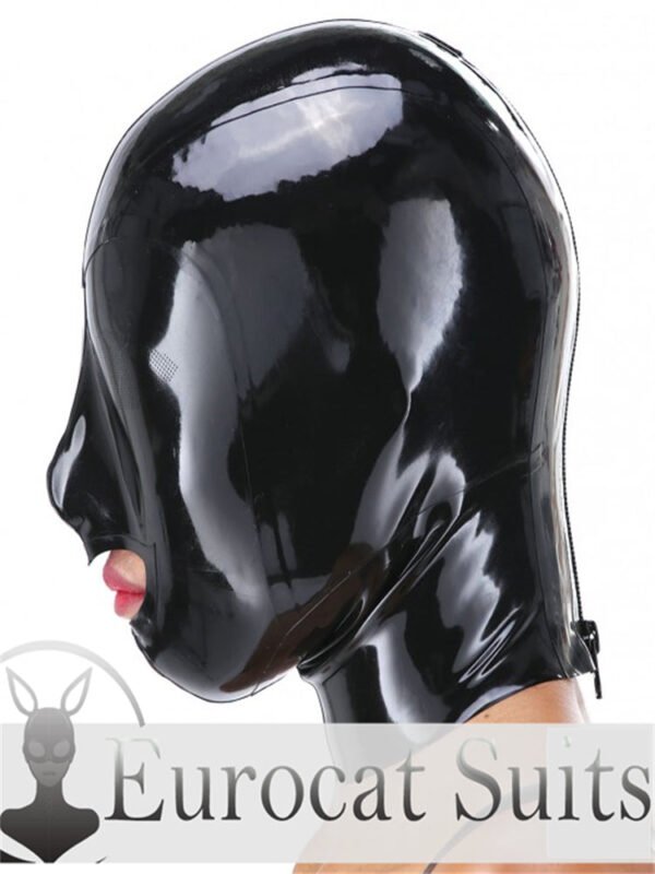 eurocat  Latex Hood Rubber Fetish Wear Cosplay catsuits LASER PERFORATE MASK