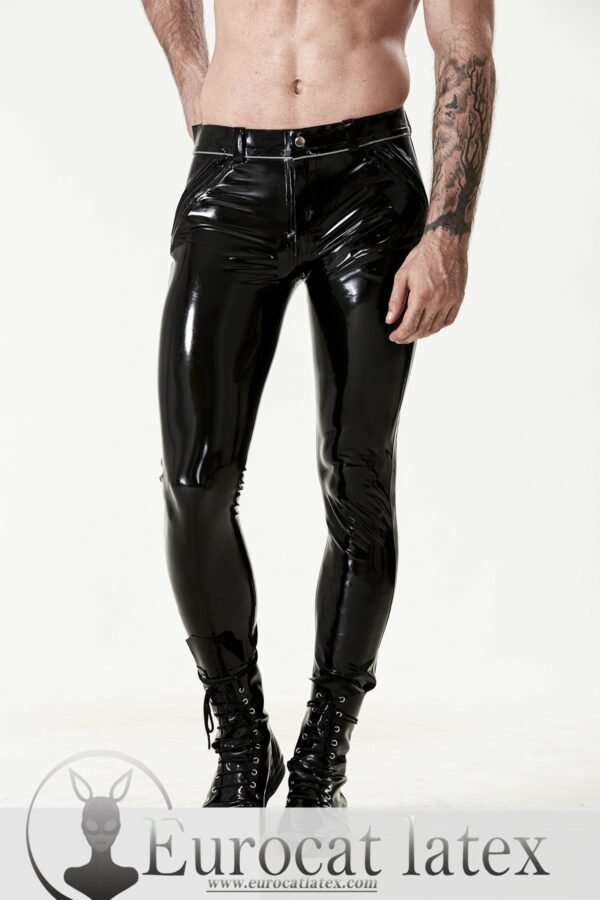 latex Male 'Cavalry' Striped Jeans handmade