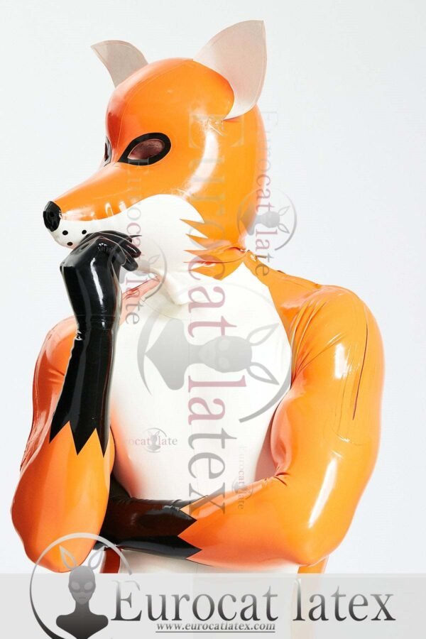 eurocatlatex Male 'Fox Trotter' Shoulder-Zipper Catsuit With Inflatable Tail