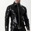 eurocat latex Male Front Zip Motorcycle Jacket