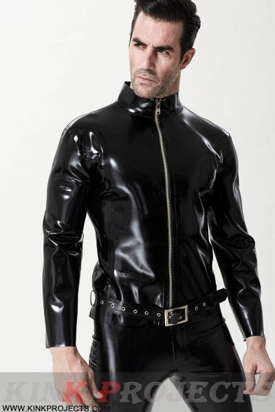 eurocat latex Male Front Zip Motorcycle Jacket