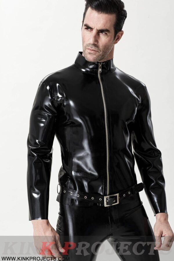 eurocat latex Male Front Zip Motorcycle Jacket