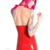 Red Mini Halter Latex Dress handmade