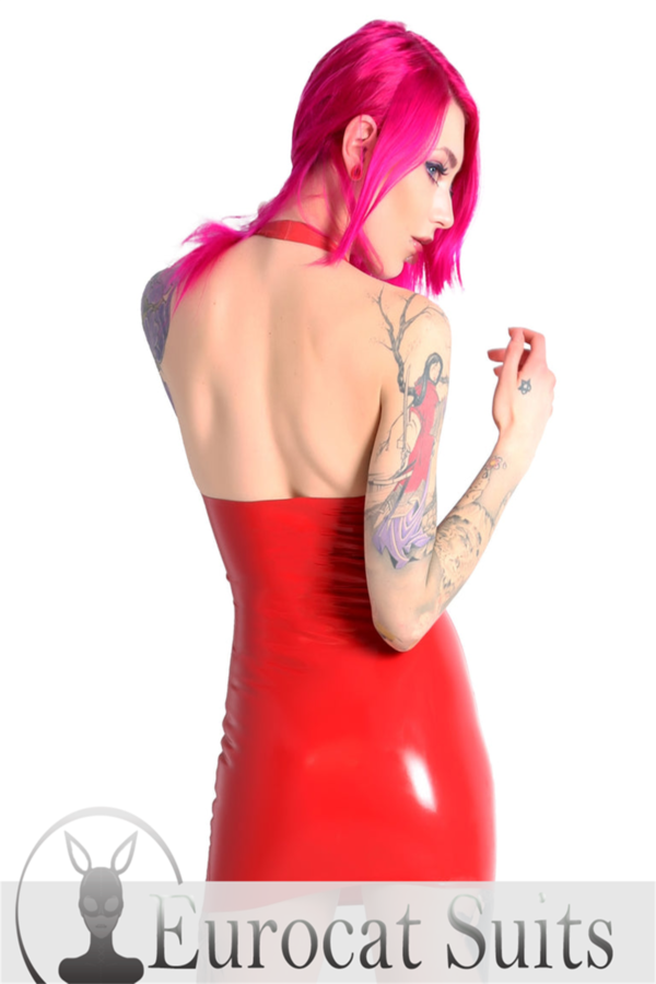 Red Mini Halter Latex Dress handmade