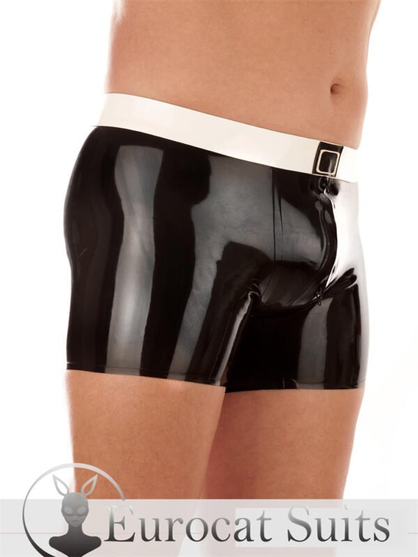 Latex short men pants rubber trousers with contrasting waistband