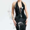 latex 'Hannah' Halter-Neck Side-Split Dress