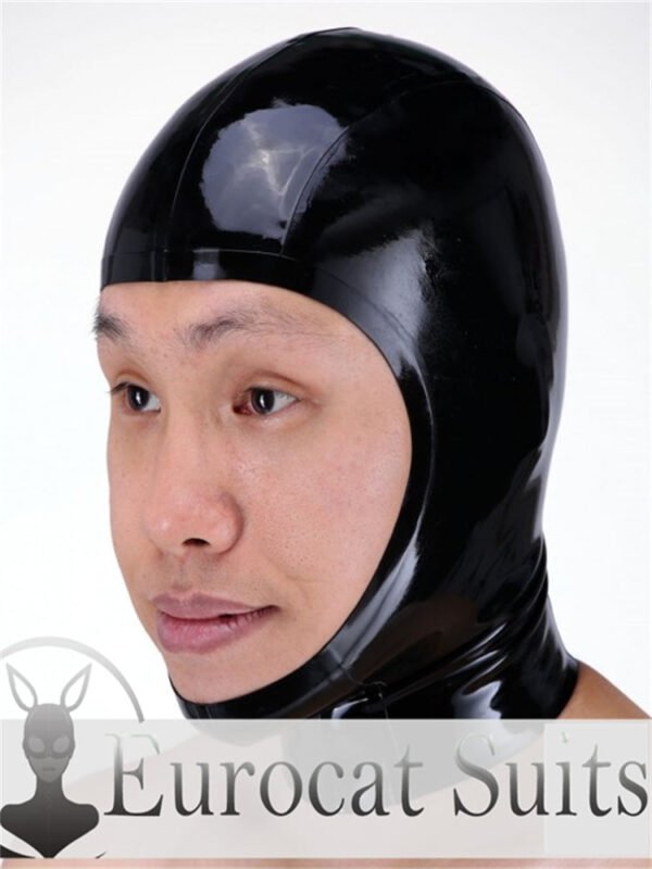 eurocat Male Latex Hood Rubber Fetish Wear Cosplay catsuits  MASK OPEN