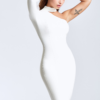One Shoulder High Collar Dress latex handmade