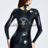 latex See-through Chest V-Neck Catsuit