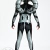Latex Sexy Male Inflatable Suit adjustable strap main color Black MetallicSilver