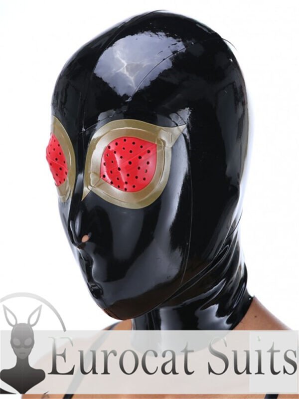 eurocat Male Latex Hood Rubber Fetish Wear Cosplay catsuits FISH EYES MASK