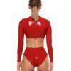 latex Top Red  back zipper front tank